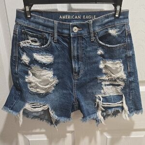 American Eagle Outfitters Ripped Dark Blue Jean Shorts